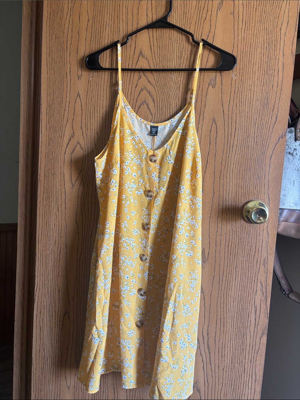 SHEIN Yellow Floral Button-Down Mini Dress